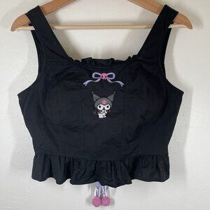 Kuromi by Sanrio Hot Topic Pom Pom Corset Top womens size Small